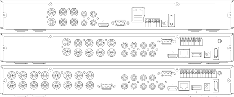 AHDハイブリッドスタンドアローンレコーダー背面 CFR-1004EA/1008EA/1016EA